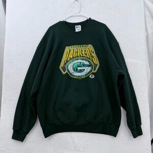 Vintage Green Bay Packers Sweatshirt Mens 2XL Green NFL Pro Player 90s